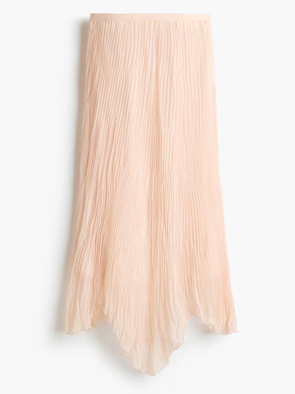 H&M NWT textured Pleated Asymmetric Midi Skirt - Blush Pink
